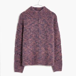 Madewell Heathered Purple Chunky Knit Mockneck Sweater